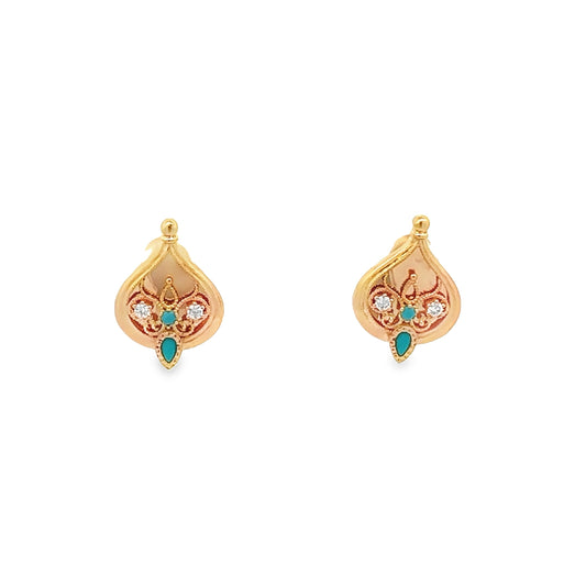 Turath Collection: 21k Earrings - Turquoise