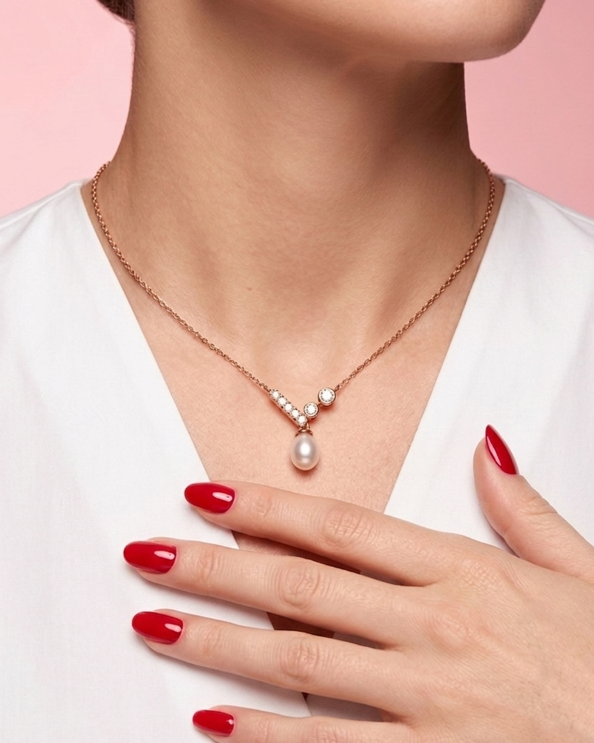 Bahraini Sea’s Blessing Diamond & Bahraini Pearl Necklace, product photo 2