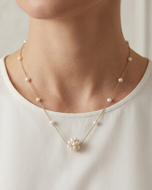 Cluster Pearls Necklace, product photo 2