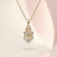 Yellow Gold Clover and Anchor Charm Necklace with Cubic Zirconia, product photo 1