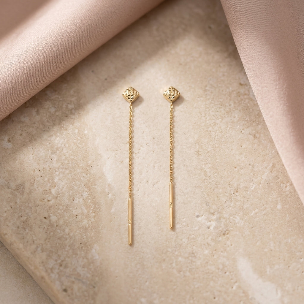 Yellow Gold Dangling Earrings, product photo 1