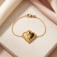 Yellow Gold Heart Bracelet with Round Bahraini Pearl Cabochon, product photo 1