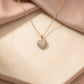 Yellow Gold Heart Charm Necklace with Pavé Cubic Zirconia, product photo 1