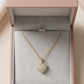 Yellow Gold Heart Charm Necklace with Pavé Cubic Zirconia, product photo 3