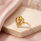 Yellow Gold Heart Ring with Round Bahraini Pearl Cabochon, product photo 1