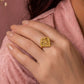 Yellow Gold Heart Ring with Round Bahraini Pearl Cabochon, product photo 2