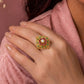 Yellow Gold Ring with Emeralds, Rubies and Bahraini Pearl, product photo 2