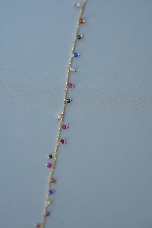 18k Anklet - Colorful Beads