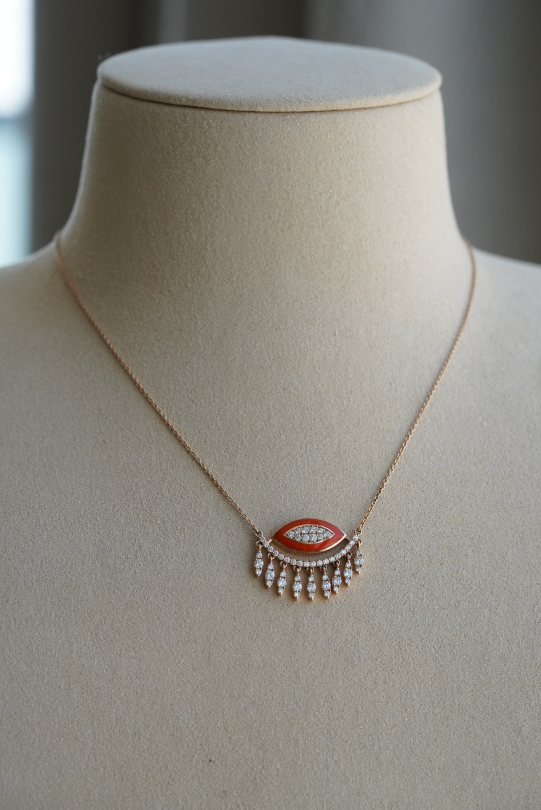 Diamond Necklace - Neon Eye - Coral
